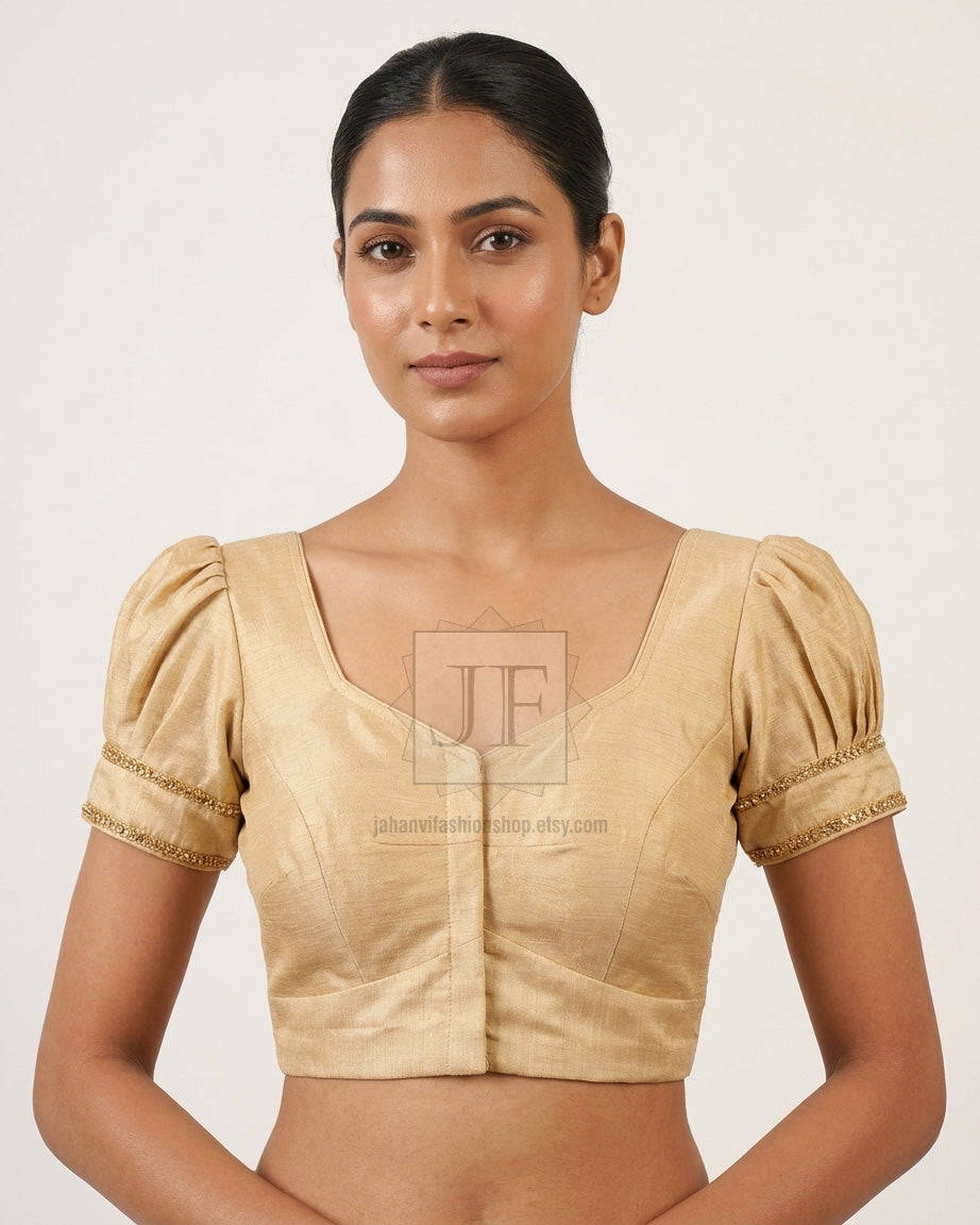 How to Style a Golden Shimmer Silk Saree Blouse for Every Occasion